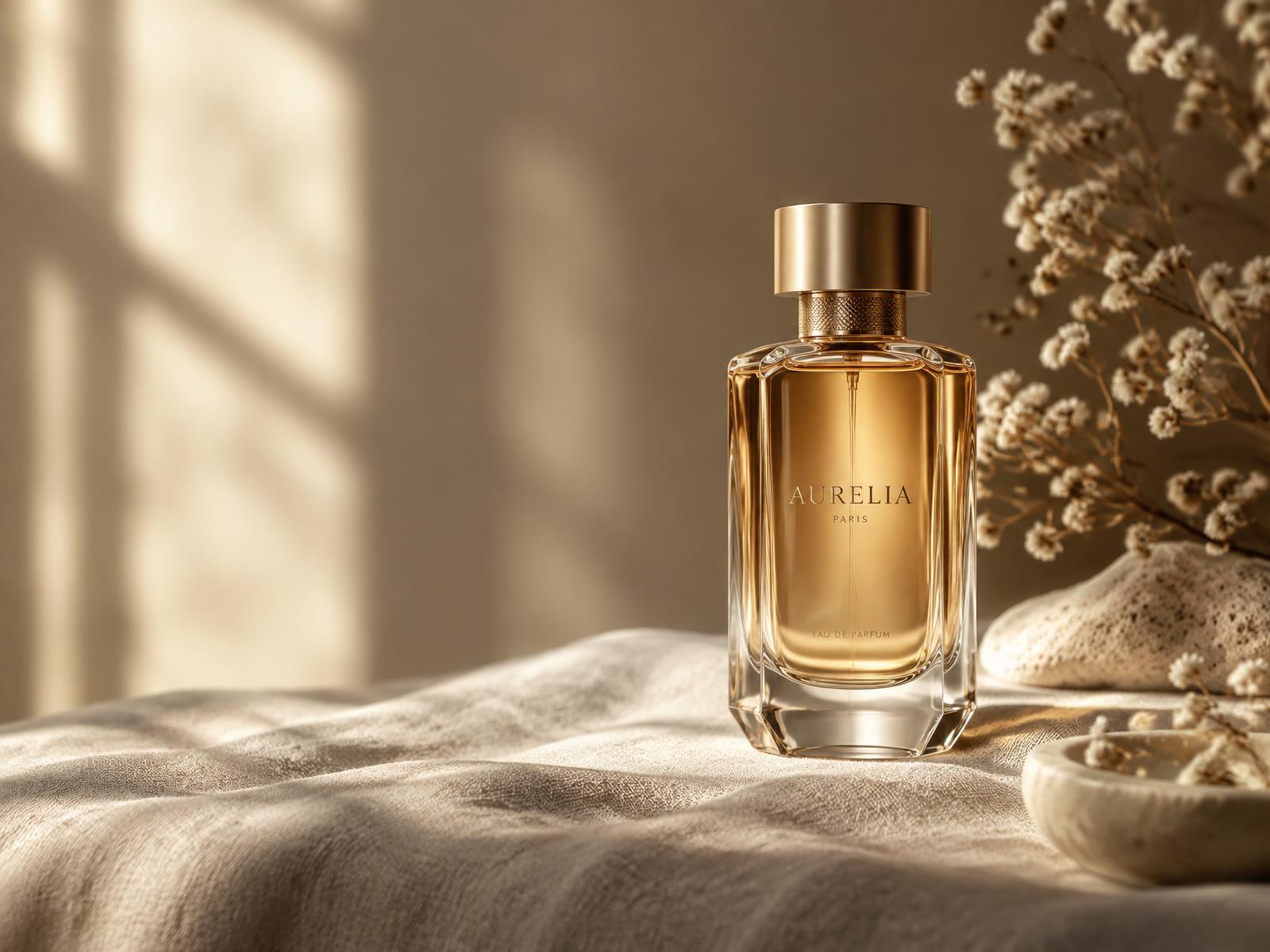 An Essence Fragrance Bar bottle in warm window light